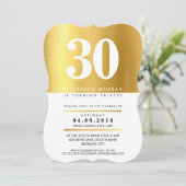 BOLD AGE NUMMER cool faux gold folie 30TH INVITE Kaart (Staand voorkant)