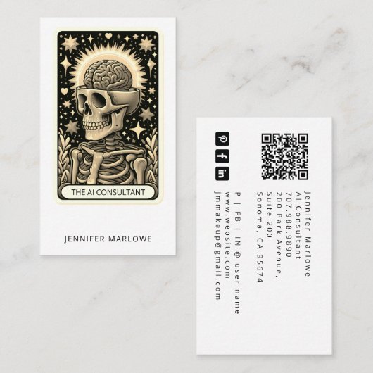 Bold AI Consultant Tarot Card Business Card Visitekaartje (Voorkant / Achterkant)