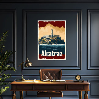 Bold Alcatraz Vintage Travel Poster