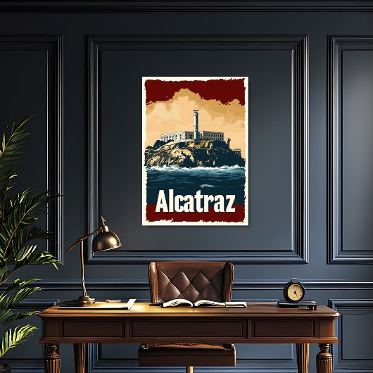 Bold Alcatraz Vintage Travel Poster