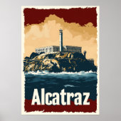 Bold Alcatraz Vintage Travel Poster (Voorkant)