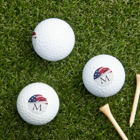 Bold American Flag Name Monogram Golfballen (Insitu Gras)