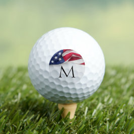 Bold American Flag Name Monogram Golfballen
