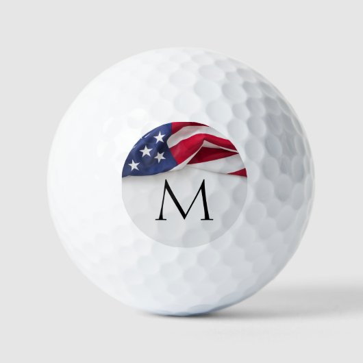 Bold American Flag Name Monogram Golfballen (Voorkant)