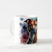 Bold American Pit Bull Terrier Waterverf Art Mok (Voorkant links)