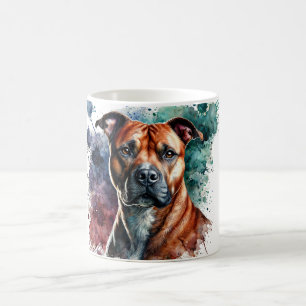 Bold American Pit Bull Terrier Waterverf Art Mok