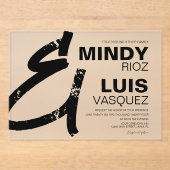 BOLD AMPERSAND Grunge Black White Wedding Acryl Uitnodigingen (Voorkant)