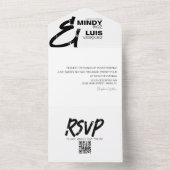 BOLD AMPERSAND Grunge Black White Wedding All In One Uitnodiging (Binnen)