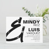 BOLD AMPERSAND Grunge Black White Wedding Kaart (Staand voorkant)