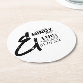 BOLD AMPERSAND Grunge Black White Wedding Ronde Kartonnen Onderzetter (Gebogen)