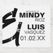 BOLD AMPERSAND Grunge Black White Wedding Sparkling Wijnetiket (Enkel label)