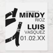 BOLD AMPERSAND Grunge Black White Wedding Wijn Etiket (Enkel label)