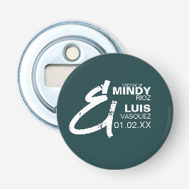 BOLD AMPERSAND Grunge Groen Witte Trouw  Button Flesopener