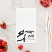 BOLD AMPERSAND Grunge Zwart Wit Trouwen Servet (Insitu)