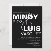 BOLD AMPERSAND Script Black Pink Wedding Invitatio Kaart (Voorkant)