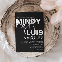 BOLD AMPERSAND Script Black Pink Wedding Invitatio