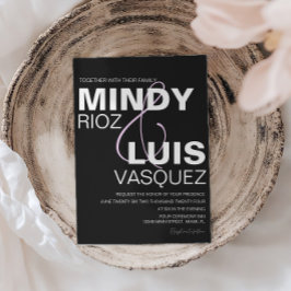 BOLD AMPERSAND Script Black Pink Wedding Invitatio Kaart