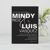 BOLD AMPERSAND Script Zwarte Roze Trouw Uitnodigin Kaart (Staand voorkant)