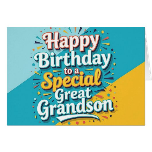 Bold and Bright Birthday Card for Great Grandson (Voorkant Horizontaal)