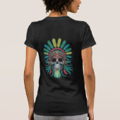 Bold and Bright Tribal Skull Art with Rainbow T-shirt (Achterkant)
