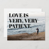 Bold and Cheeky Typographic Wedding Postponed Aankondigingskaart (Voorkant / Achterkant)