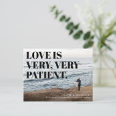 Bold and Cheeky Typographic Wedding Postponed Aankondigingskaart (Staand voorkant)