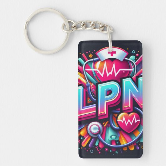 Bold and Colorful Nurse Graphic Neon Pop Art Sleutelhanger (Voorkant)