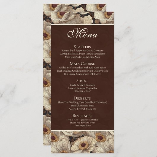 Bold Anemones Aesthetic Garden Wedding Menu (Voorkant / Achterkant)