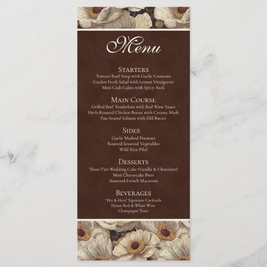 Bold Anemones Aesthetic Garden Wedding Menu (Voorkant)