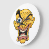 Bold Angry Cartoon Face Wall Clock – Unieke strip Grote Klok (Hoek)