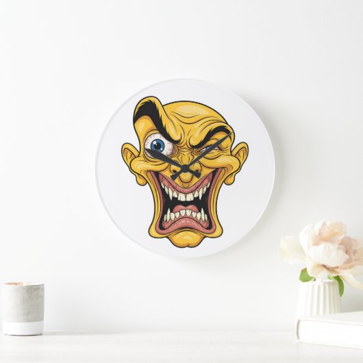 Bold Angry Cartoon Face Wall Clock – Unieke strip Grote Klok (Huis)