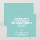 Bold Aqua Communion Cup Eerste Heilige Communie Kaart (Voorkant / Achterkant)