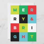 Bold Aqua Red Green Merry and Bright Christmas Feestdagenkaart (Voorkant)