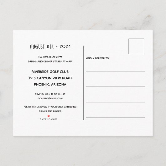 Bold Art Deco Golf 50ste verjaardag Party uitnodig Uitnodiging Briefkaart (Achterkant)