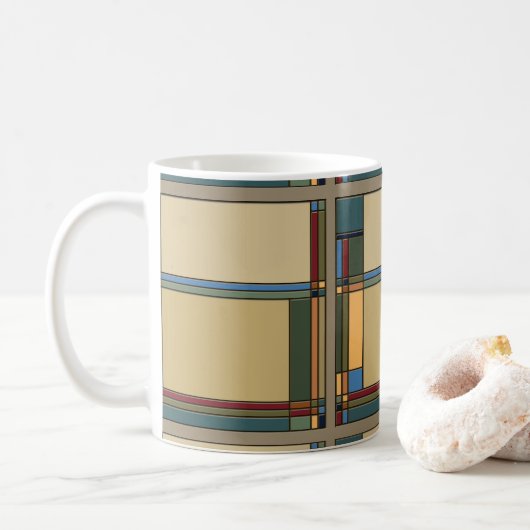 Bold Arts & Crafts Geometrisch bungalowpatroon Koffiemok (Met donut)