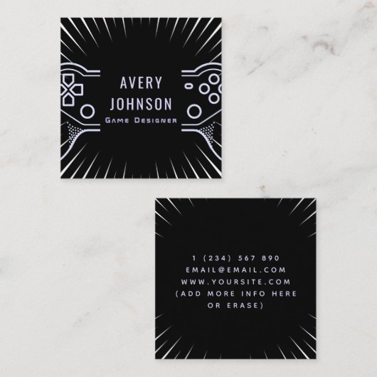 Bold Artsy Video Gaming Game Testing Joypad Modern Vierkante Visitekaartje (Voorkant / Achterkant)