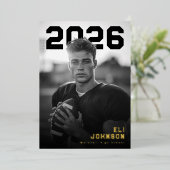 Bold Athletic Graduation PhotoPop Folie Uitnodiging (Staand Voorkant)