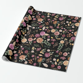 Bold Autumn Boho Flowers Botanische tuin Cadeaupapier