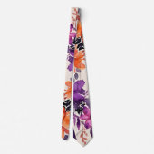 Bold Autumn Flowers Waterverf Lily Floral Stropdas (Achterkant)