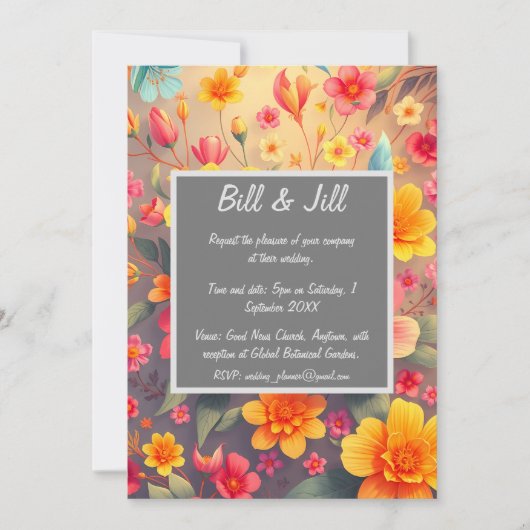 Bold Autumn Garden Wedding Kaart (Voorkant)