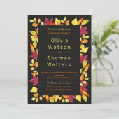 Bold Autumn Leaves Bordde Weddenschap Kaart (Staand voorkant)