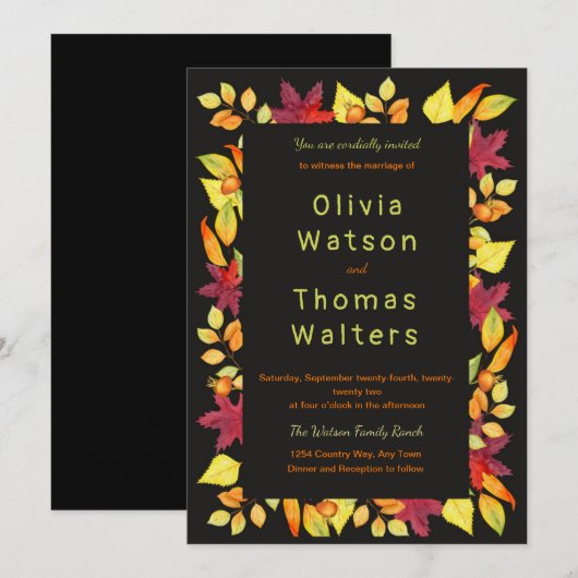 Bold Autumn Leaves Bordde Weddenschap Kaart (Voorkant / Achterkant)
