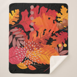 Bold Autumn Leaves Medley Sherpa Blanket Deken