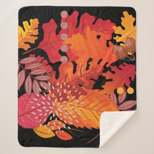 Bold Autumn Leaves Medley Sherpa Blanket Deken (Voorkant)