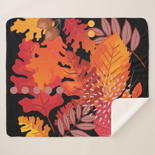 Bold Autumn Leaves Medley Sherpa Blanket Sherpa Deken (Voorkant (horizontaal))