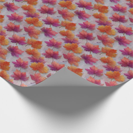 Bold Autumn Maple Leaves on Textured Gray  Cadeaupapier (Hoek)