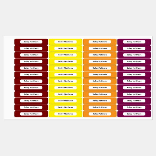 Bold Autumn Palette Kids Custom Organize Labels (Vel)