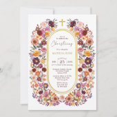 Bold Autumn Wildflower Garden Krans Doop Kaart (Voorkant)