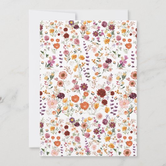 Bold Autumn Wildflower Garden Krans Doop Kaart (Achterkant)