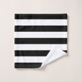 Bold Awning Stripes Black White Bad Handdoek (Wasdoekje)